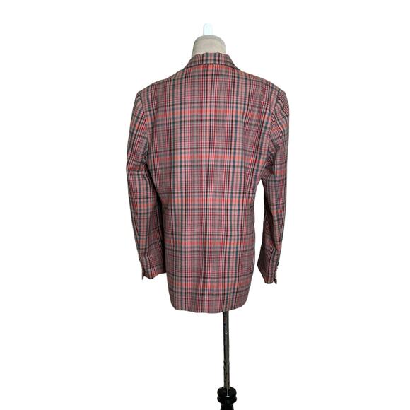 GAP 80's pink three buttons pink plaid vintage blazer size Large - Picture 6 of 9
